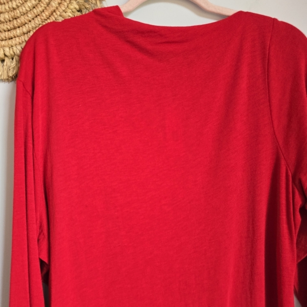Banana Republic New Red Luxe Wool Blend Asymmetrical Draped Top Blouse SZ XL - Picture 7 of 12